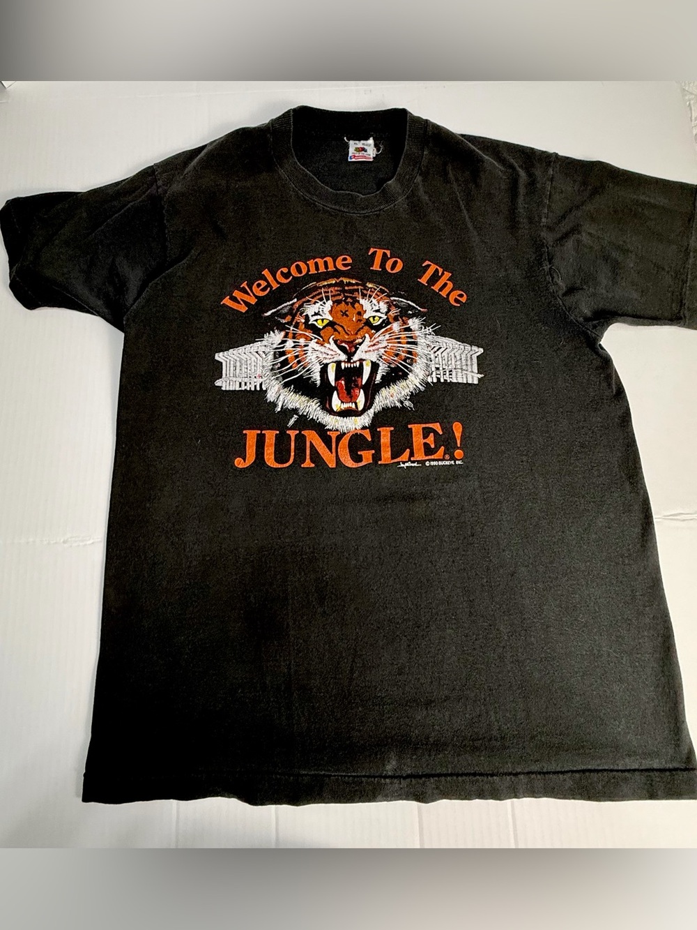 Vintage 1990 Cincinnati Bengals Welcome to Jungle T-Shirt XL USA Single Stitch